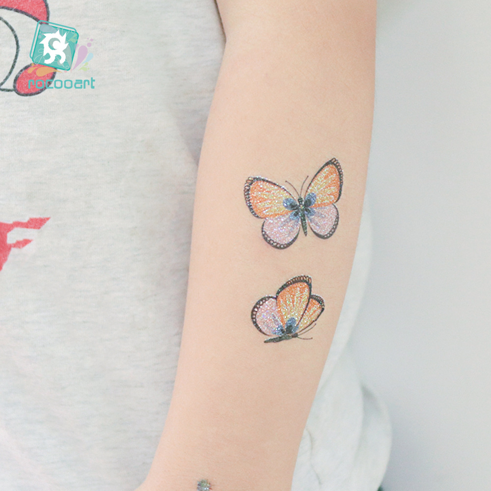 Ruikarong transfronteriza de dibujos animados brillo sirena tatuaje pegatinas mariposa impermeable niños tatuaje pegatinas ventas directas de la fábrica