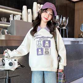 女童春装卫衣2025新款百搭儿童polo领春季衣服中大童春秋款上衣薄