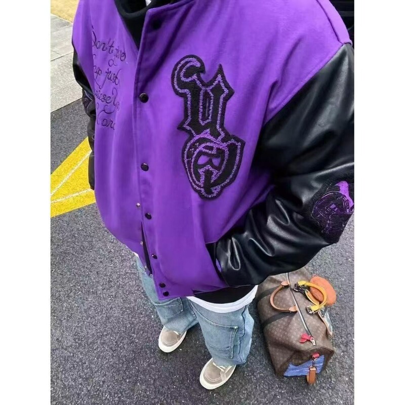 American Street Eagle Print Contrast Color Jacket Autum New Retro Versatile Comfortable Baseball Jacket Jacket for Boys