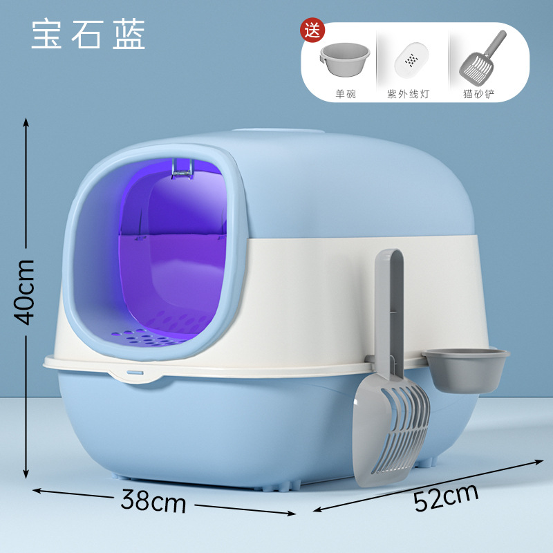 Desinfección y desodorización de la caja de arena para gatos, inodoro para gatos de gran tamaño completamente cerrado, lavabo de arena para gatos extra grande, a prueba de salpicaduras externas al por mayor