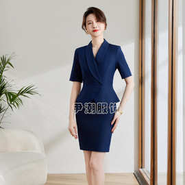 职业西装连衣裙夏季短袖女售楼部银行客服物业房地产销售酒店工服