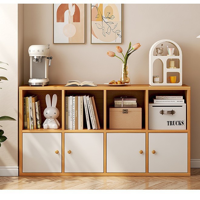 Bookshelf Floor Wall Shelf Multi-layer Storage Cabinet Household Low Bookcase Filing Cabinet Bedroom Multi-functional Eight-compartment Cabinet