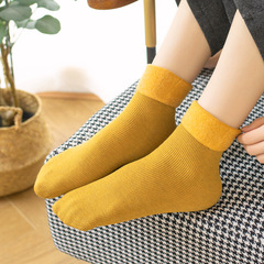 Women's Non-Cashmere Snow Ground Socks, Warmth Pure Color, Japanese Style, Fleece Lined, Thick Pile Socks for Autumn and Winter