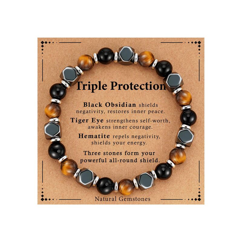 Popular cross-border bestsellers in Europe and the US: black onyx bracelets, featuring a minimalist and unique design, stainless steel tiger eye bead bracelets, and fashionable bracelets