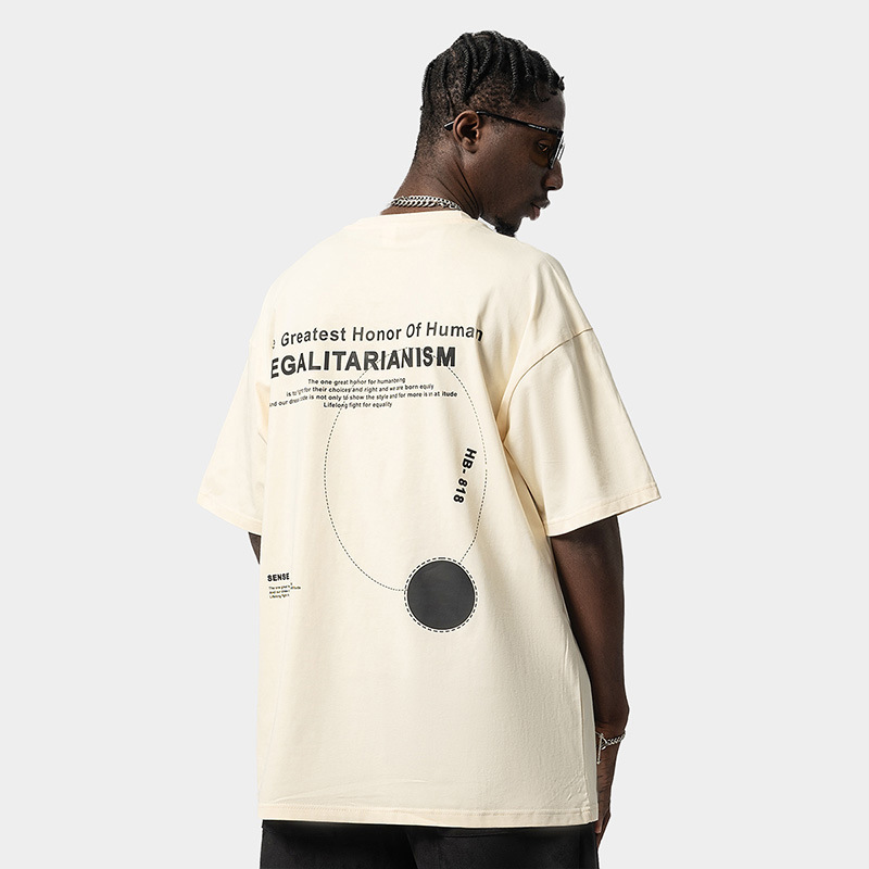 T-shirt versatile per coppia da uomo a maniche corte stampata di marca americana High Street Fashion_voghion.com