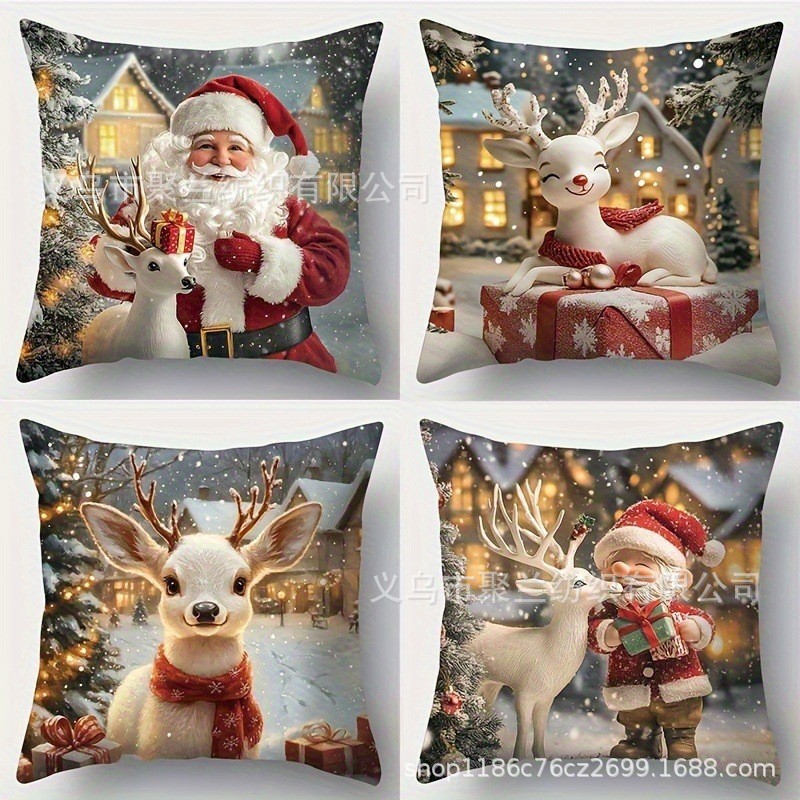 Navidad encontrada explosión abrazo funda de almohada festivales conejo alce decoración sofá atmósfera sensación de lino funda de cojín al por mayor image 49