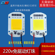 led集成灯珠超亮220v免驱动光源投光灯矿灯路灯配件灯板户外50w