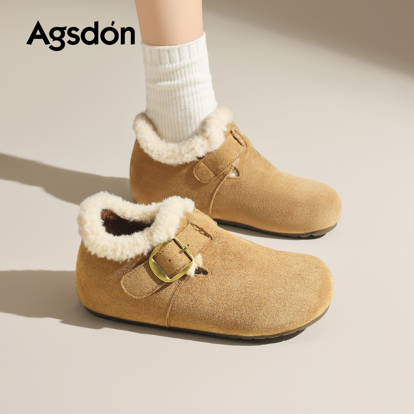Augu Lion Deng Xiaoping Boccan zapatos de invierno para mujeres 2025 nuevo todo incluido con suela gruesa de algodón de peluche botas de nieve