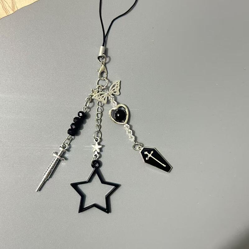 手机链咕卡挂件创意批日韩ins风甜美少女心银色星星蝴蝶结钥匙扣|undefined