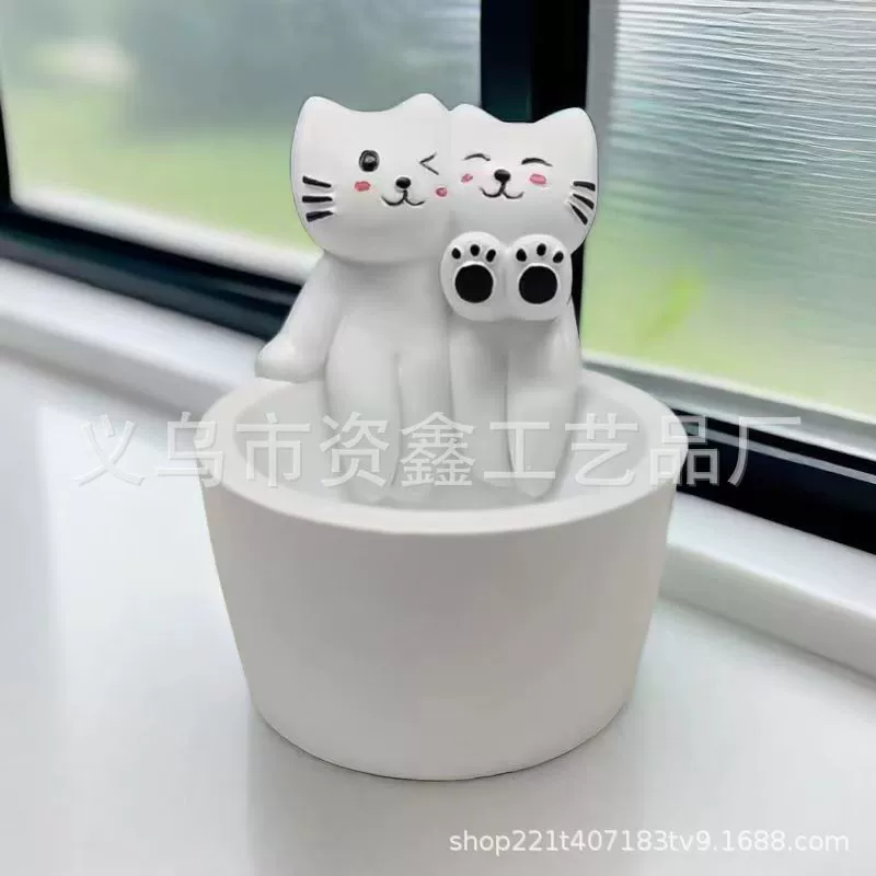 [Кроссбортовый новый Cartoon Kitten Candle Holder 卡通猫咪蜡烛台 树脂工艺品]