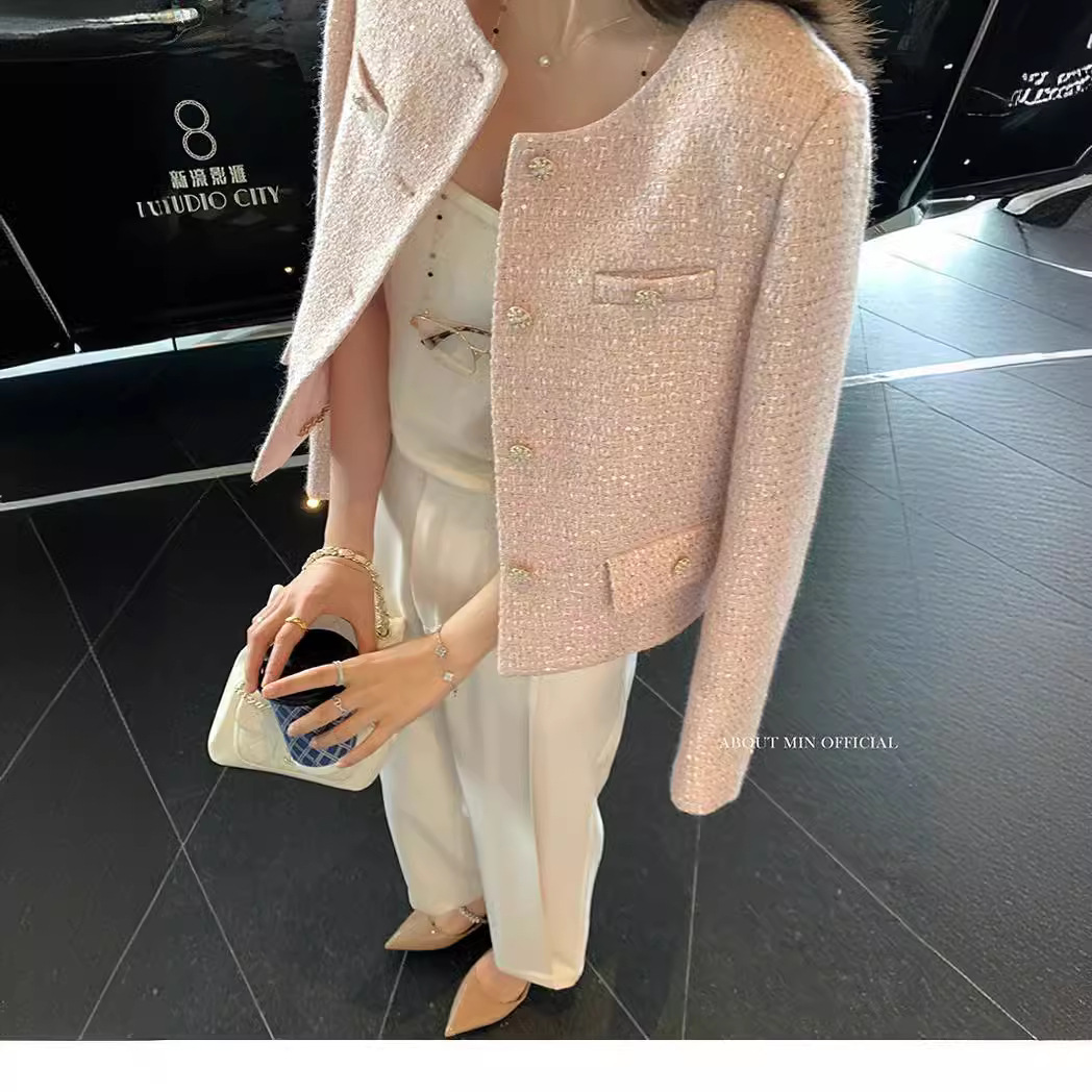 Zaibatsu Daughty Sequin Chanel Coat Tweed Top