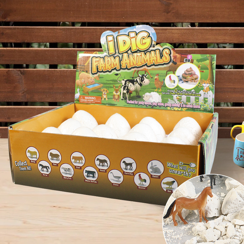 恐龍蛋化石考古挖掘批發家禽12款兒童新奇特益智動物考古盲盒