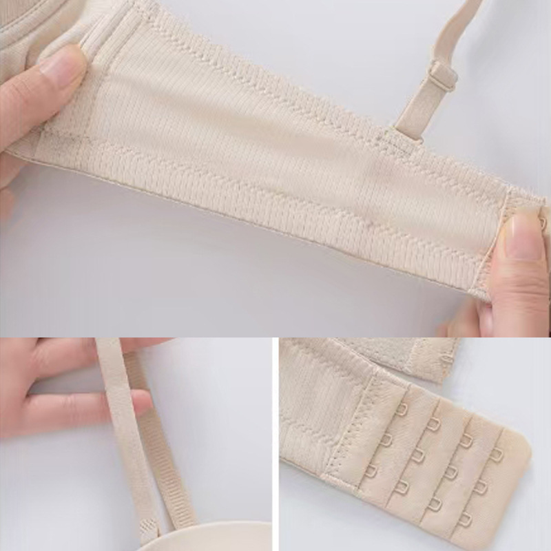 Inventario sexy ropa interior damas media taza brillante sin marcas sujetador de anillo de acero pequeño pecho reunido sin cinturón de hombro ropa interior sujetador