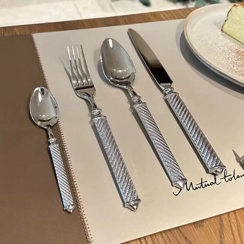 304 Stainless Steel Knife, Fork, Spoon, Serrated Steak Knife Cutlery Four-Piece Set High-End Restaurant Western Cutlery Wholesale Western Style
