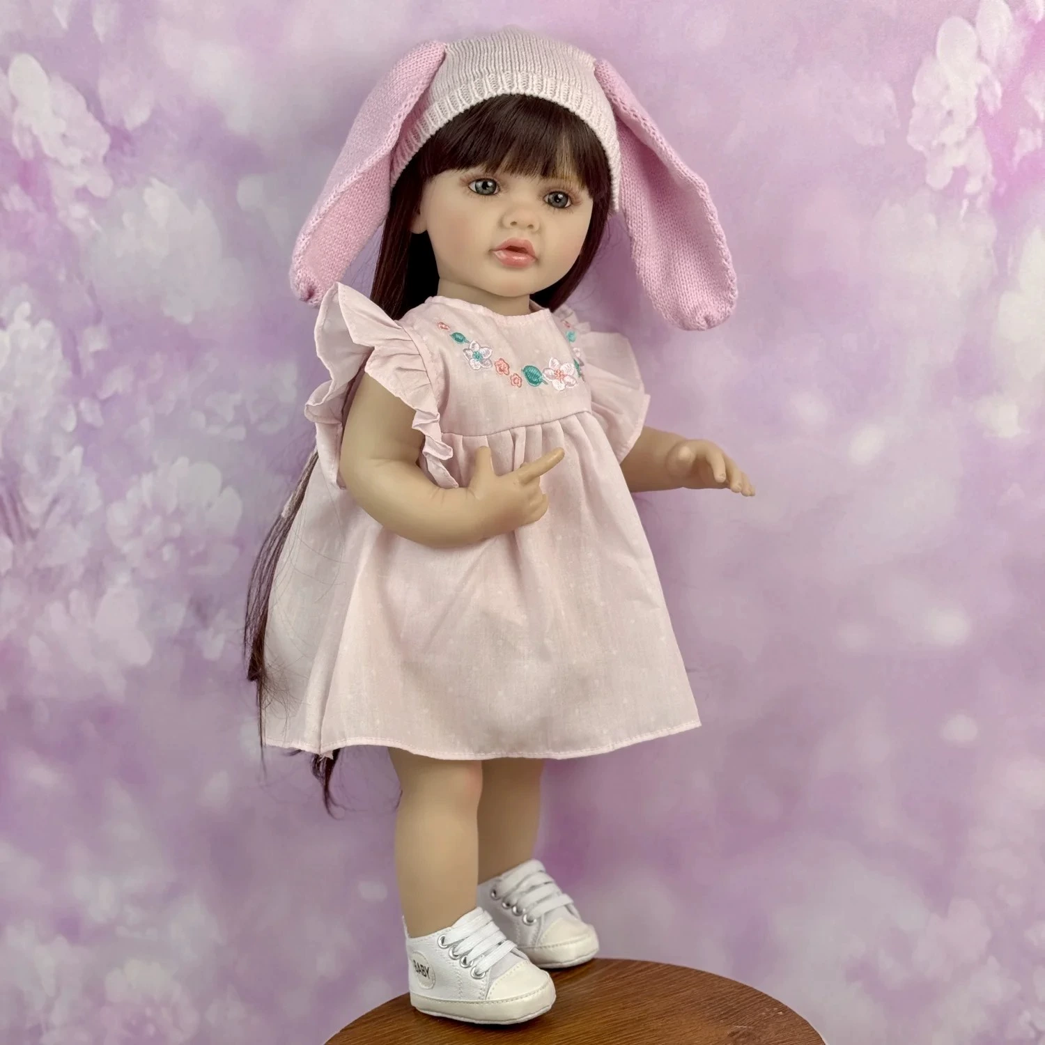 BZDOLL 55 см полностью приклеенная милая кукла с длинными волосами, реалистичная реборн-кукла, хит продаж