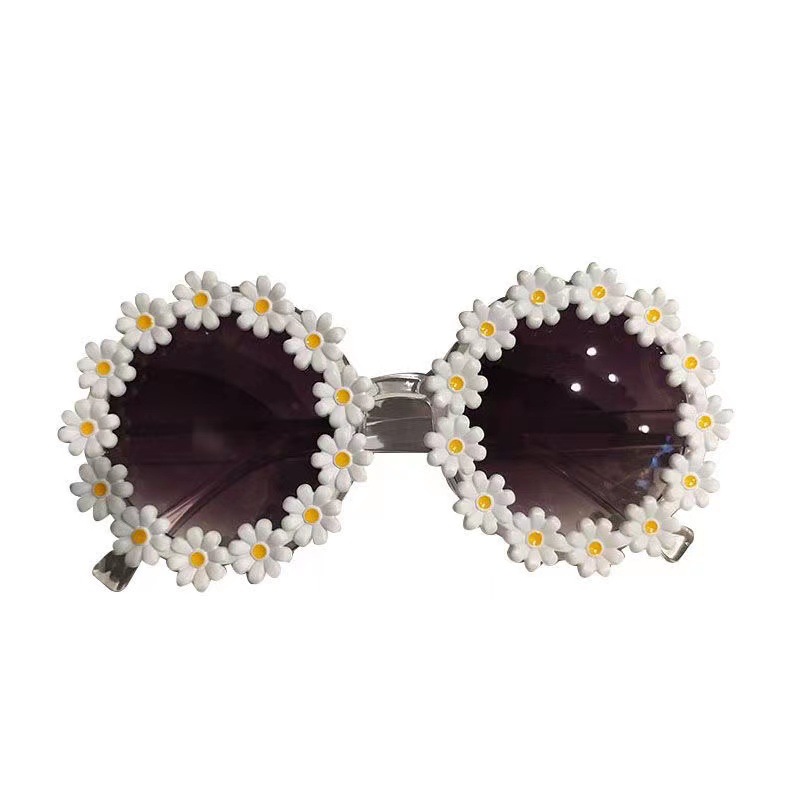 New Children's Sunglasses Little Daisy Cute Little Flower Sunglasses Round Frame Petal Glasses Trendy Fashion Children's Glasses
