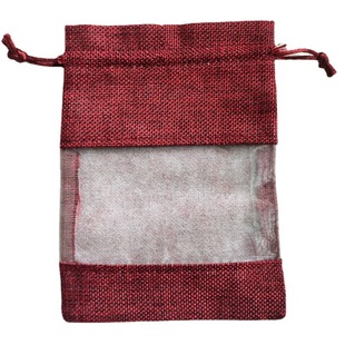 Linen stitching yarn side window linen bag drawstring drawstring drawstring jewelry jewelry storage linen window packaging bag