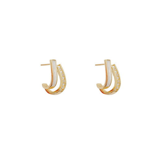 S925 silver needle French high-end design shell geometric earrings super fairy temperament fashion internet celebrity earrings earrings