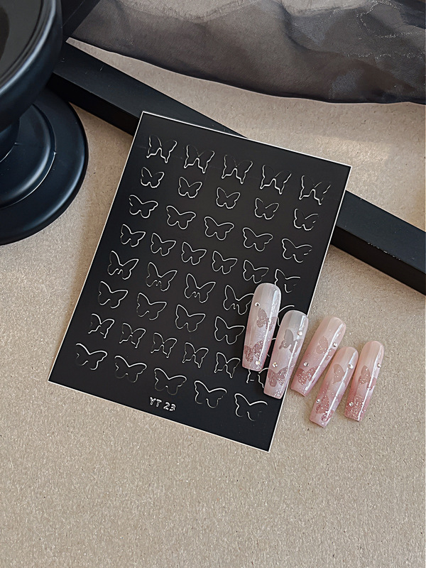 YITU蟻図ハロウィーンシリーズの噴絵ネイルシール透かし彫りコウモリのスカルの暗い爪のシールあんこう34|undefined