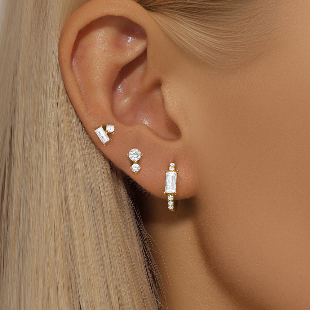4g Weight 925 Sterling Silver Ear Needle Material Pearl, Zircon Inlay Material Earrings Classification 3 Pieces Set Quantity Holiday, Daily Occasion 925 Sterling Silver Material Geometric Pattern Women's Gender Inlay Design Simple Style Style 3 Pieces Set 925 Sterling Silver Pearl Zircon Geometric Earrings 9