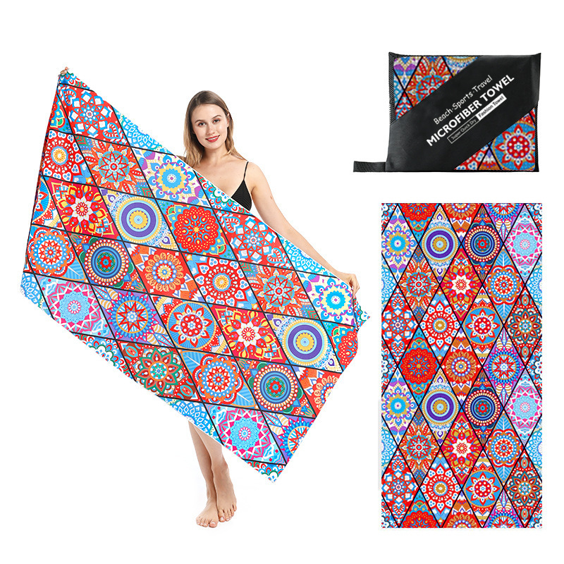Foreign trade printed beach towel microfiber swimming towel quick-drying beach towel printed beach