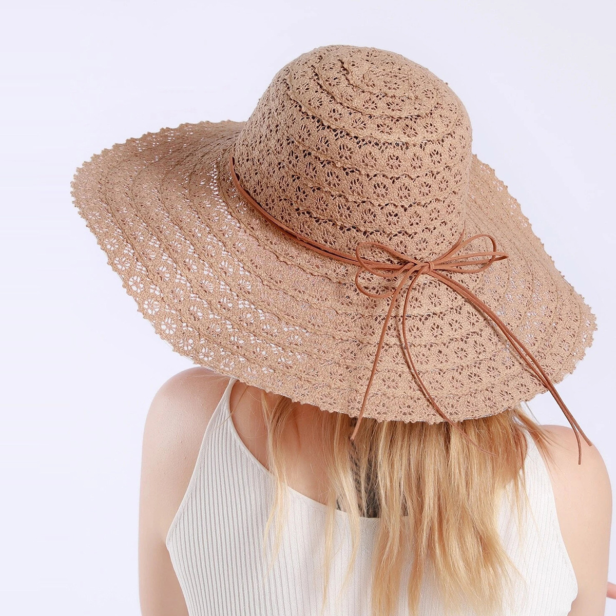 Korean Fashion Big Eaves Breathable Lace Straw Hat display picture 17