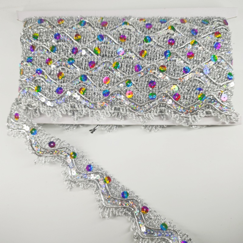 Colorido oro seda triángulo lentejuelas estilo étnico Festival del medio otoño torre plegable encaje camión grande bolso superior encaje sala de Buda para mesa encaje