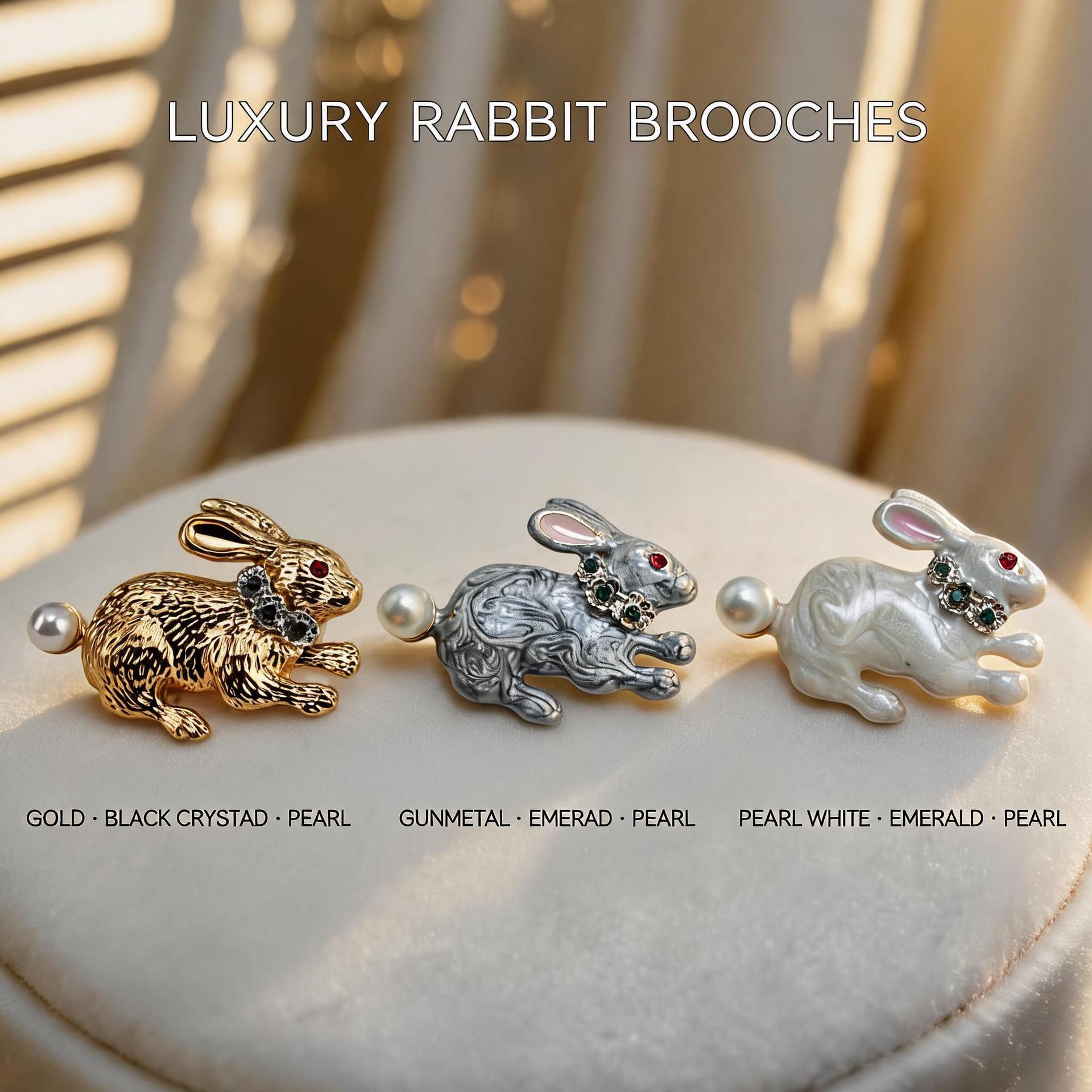 European and American cross-border Easter cute bunny brooch, vintage enamel oil-drip pearl rabbit brooch, manufacturer wholesale