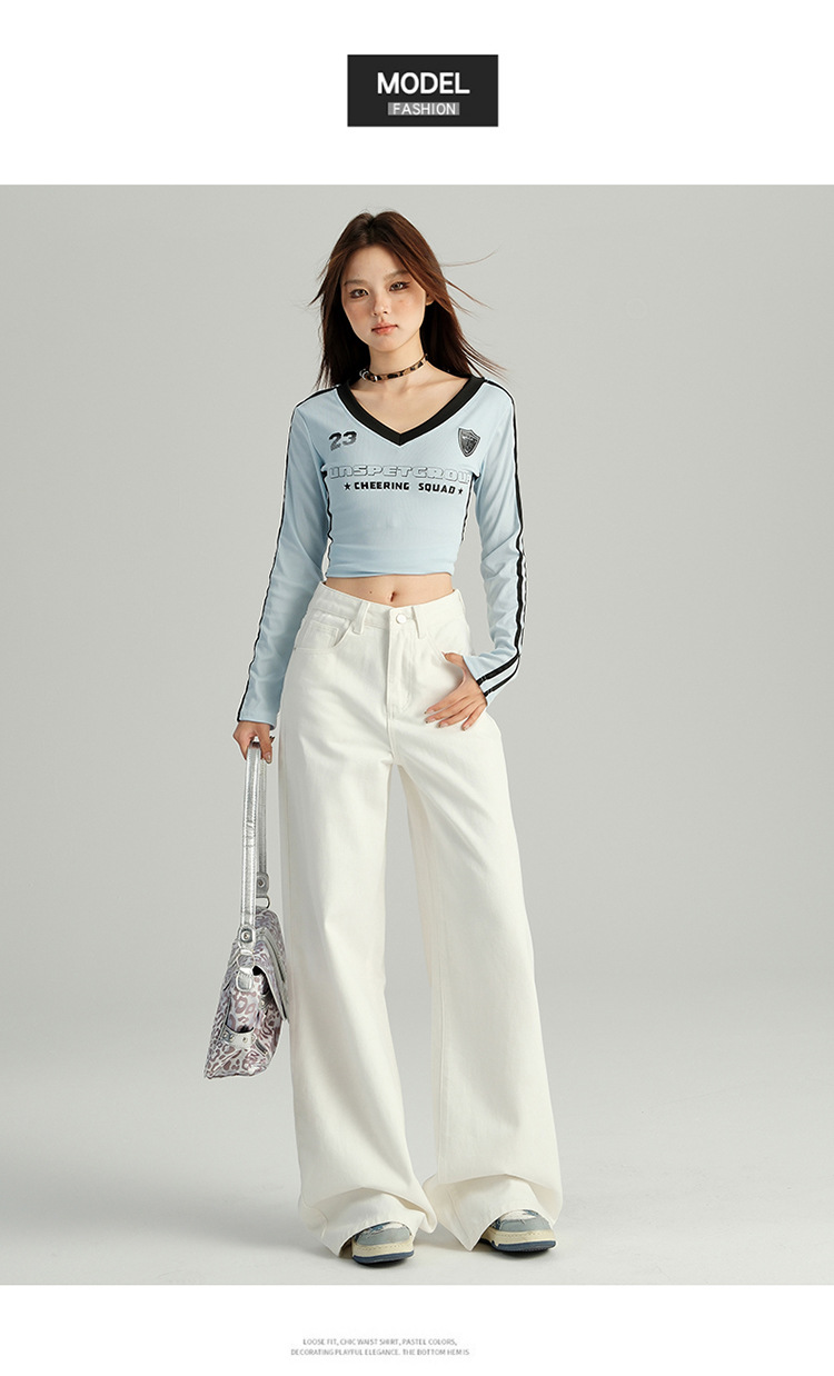 Jeans femme taille haute et jambes larges coupe droite chic_voghion.com