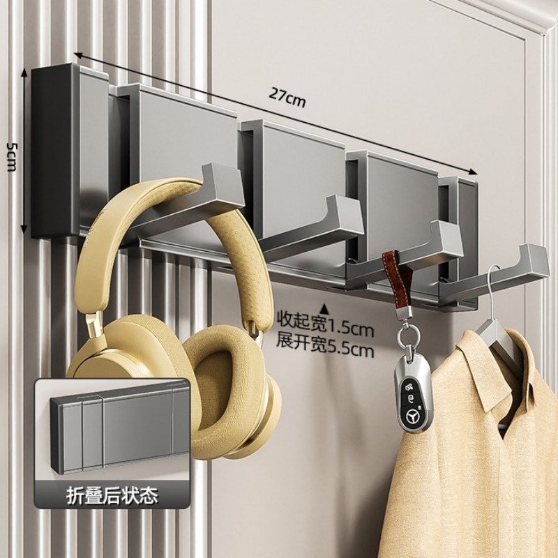 Pistola gris invisible gancho de la capa colgante de pared entrada de la pared gancho de la ropa gancho de la fila detrás de la puerta armario sombrero gancho sin perforar