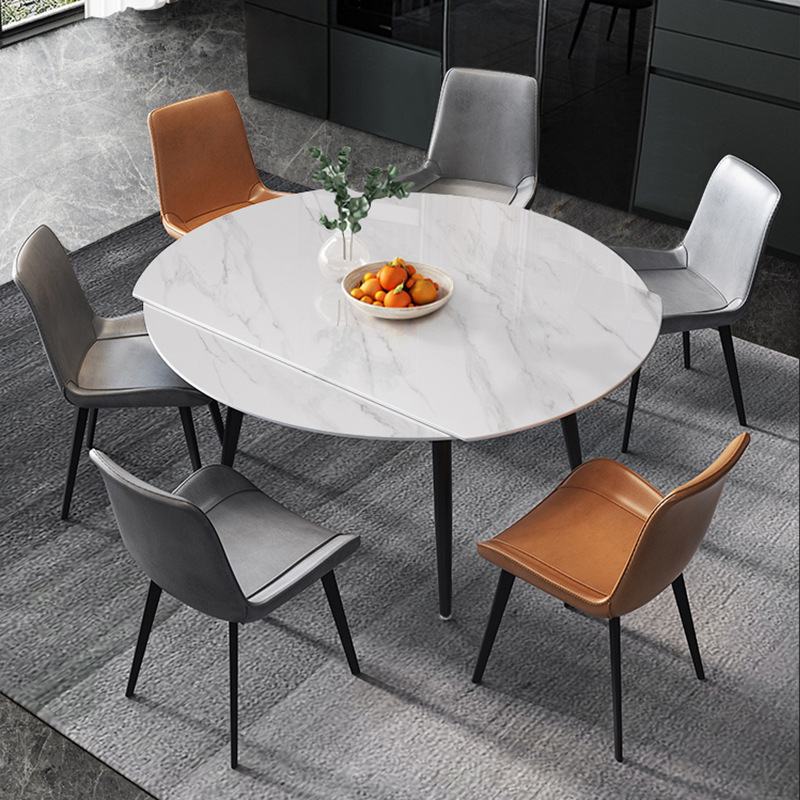 Luz de lujo Placa de roca mesa de comedor y silla combinación moderna simple mesa retráctil cuadrada redonda de doble uso nórdico hogar pequeño apartamento mesa de comedor