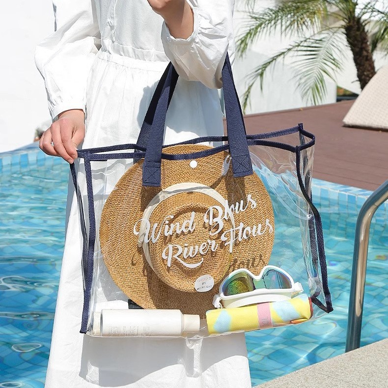 Bolsa de mano de pvc bolsa láser bolsa de gelatina con logotipo personalizado bolsa de embalaje de gran capacidad de almacenamiento de compras transparente de sentido avanzado image 1