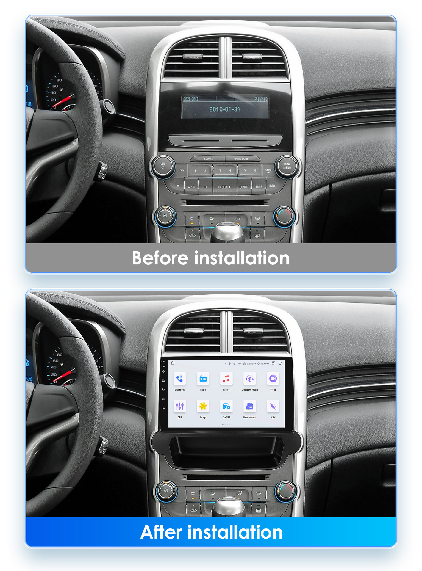 Suitable for 12-15 Chevrolet Malibu Android large screen car central control GPS navigation wireless Carplay