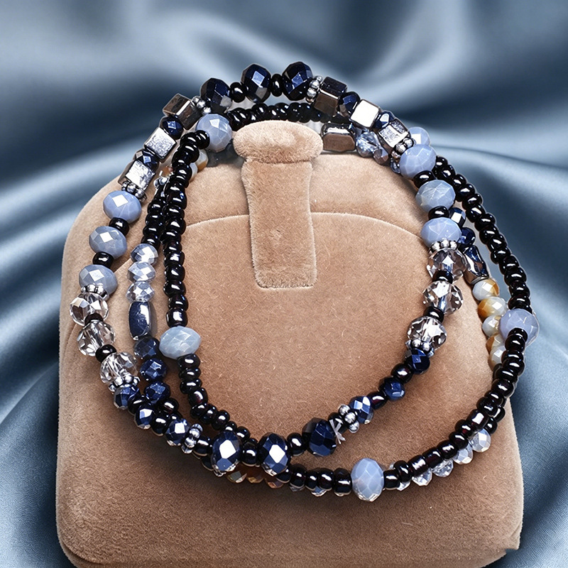 European and American Ins-Style Vintage Glass Bead Bracelet Set, Multi-Faceted Cut Eco-Friendly Beads, Wholesale Jewelry