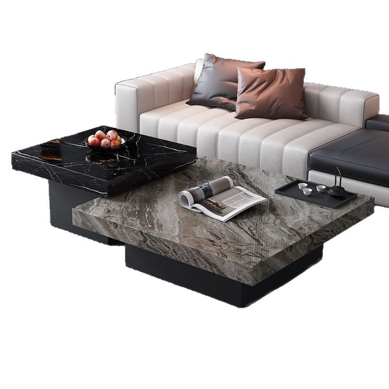 Nueva mesa de centro de losa de roca de estilo italiano, simple y moderna, apartamento pequeño de alta gama, sala de estar para el hogar, combinación cuadrada de lujo ligero