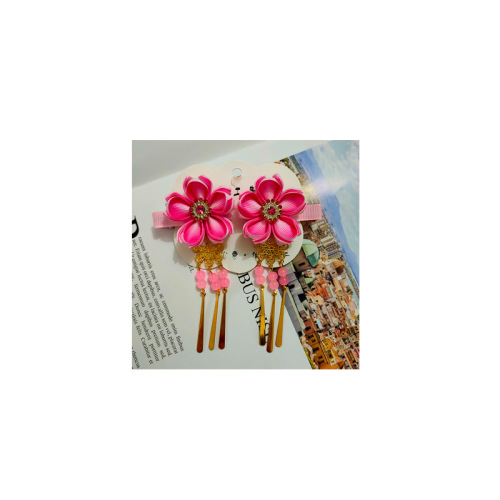 1 pair girls chinese hanfu fairy dress hairpin children Chinese style hair accessories Japanese style flower bell kimono dress hair accessories