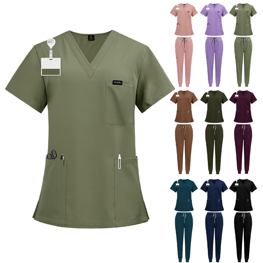 Nuevos productos de ropa de lavado de manos para hombres y mujeres de secado rápido de manga corta, enfermeras dentales, uniformes de hospital divididos de dos piezas