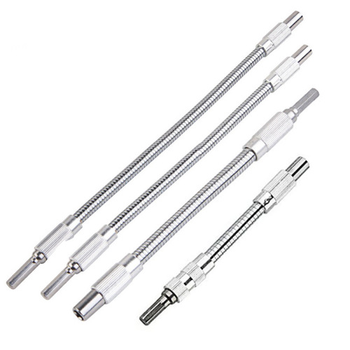 Silver metal swivel soft shaft coupling rod, multi-angle operation, multi-purpose charging drill soft shaft, carbon steel shaft core