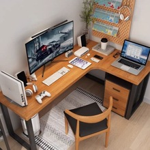 实木转角电脑桌拐角电脑书桌台式桌子家用靠墙角卧室办公桌工作台