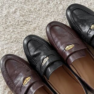 Loafers 2025 spring new women's shoes flat shoes inside and outside full leather coins one-step deep mouth shoes women's shoes