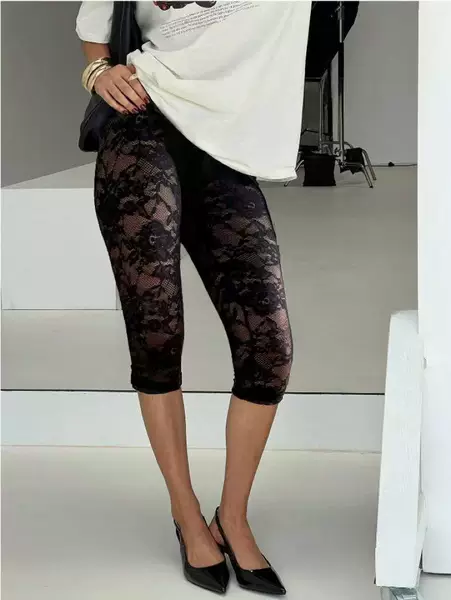European and American Amazon Halloween Costumes Lace Leggings Sexy Curve Leggings Spring and Summer Women's Clothing Women's Leggings