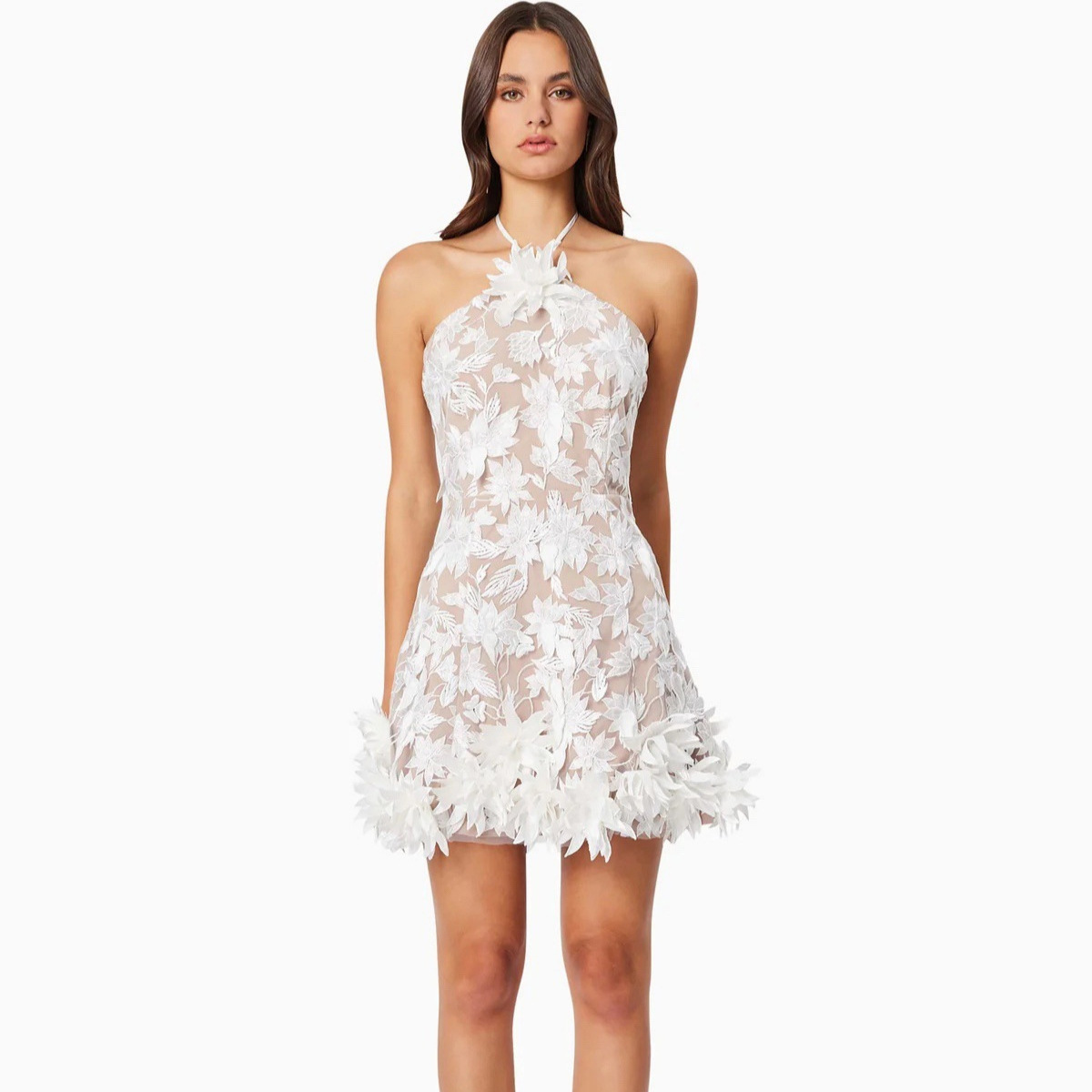 Elegant Socialite Strapless Dress 2025 European and American New Fashion Summer Mesh Embroidered Strapless Dress Gown Short Skirt