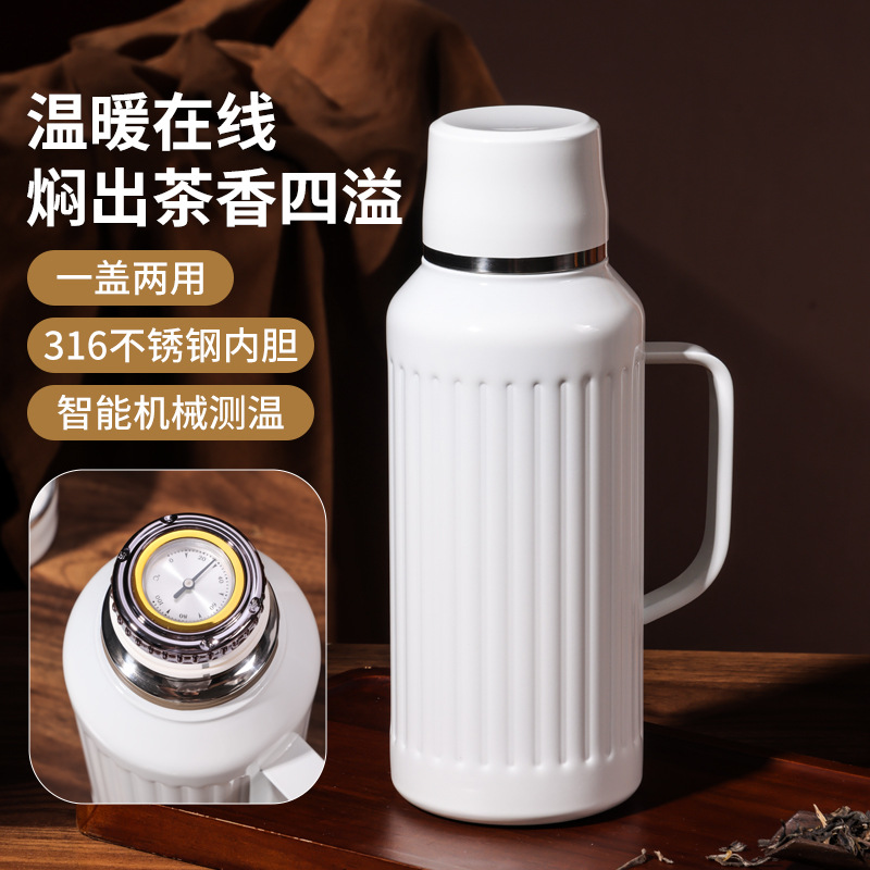 High-grade 316 stainless steel mechanical temperature display large capacity handle pot home insulation pot coffee pot travel pot wholesale