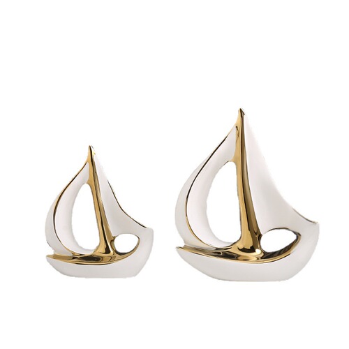 Modern Luxury Sailboat Smooth Sail Decoration High-end Wine Cabinet Office TV Cabinet Home Ceramic Decorations 