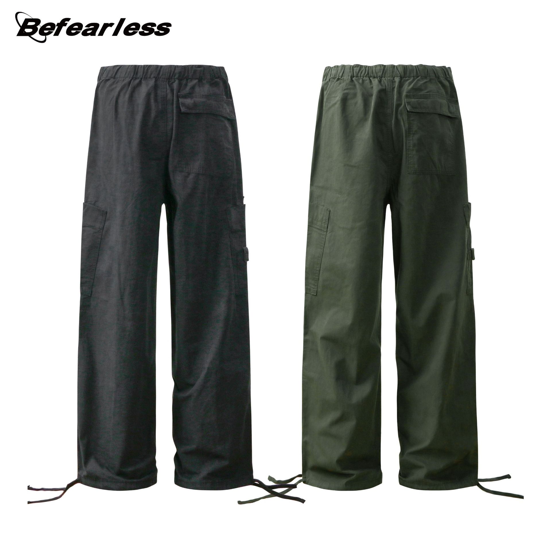 Minimalist Clean Fit Draped Paratrooper Cargo Unisex American Style Multi-Pocket Thickened Casual Long Pants Trendy_voghion.com