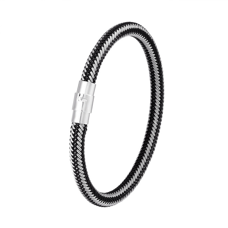Simple fashion stainless steel bracelet men's charm titanium steel wire bracelet magnet socket factory direct wholesale