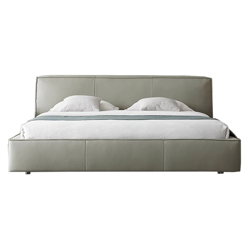 Toast italiano minimalista cama de cuero real moderno dormitorio principal de alta gama elegante cama de cuero completo cama doble cama de boda de diseño