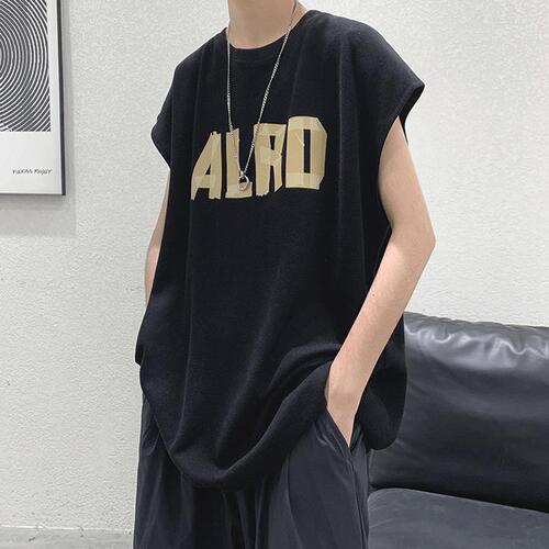 Men's Summer Thin Version Backless Shirt, Hong Kong Style Loose Casual Matchable Sleeveless T-Shirt, Ins Trendy Badass Sporty Outerwear Kangjian