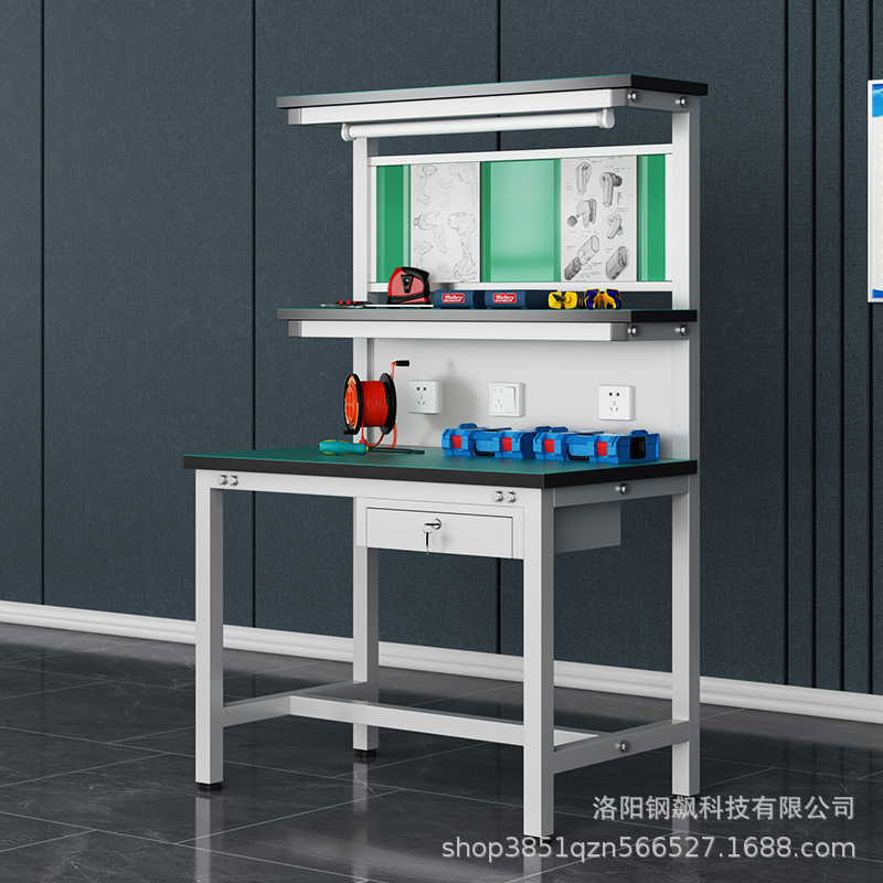 三层防静电工作台带抽屉操作台多功能钳工台流水线装配台带看板