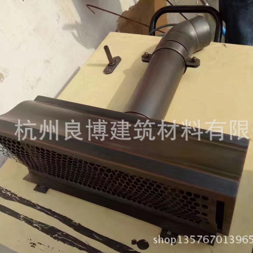 做旧紫铜落水系统成品天沟方形雨水管80圆管雨水槽铜檐沟檐槽
